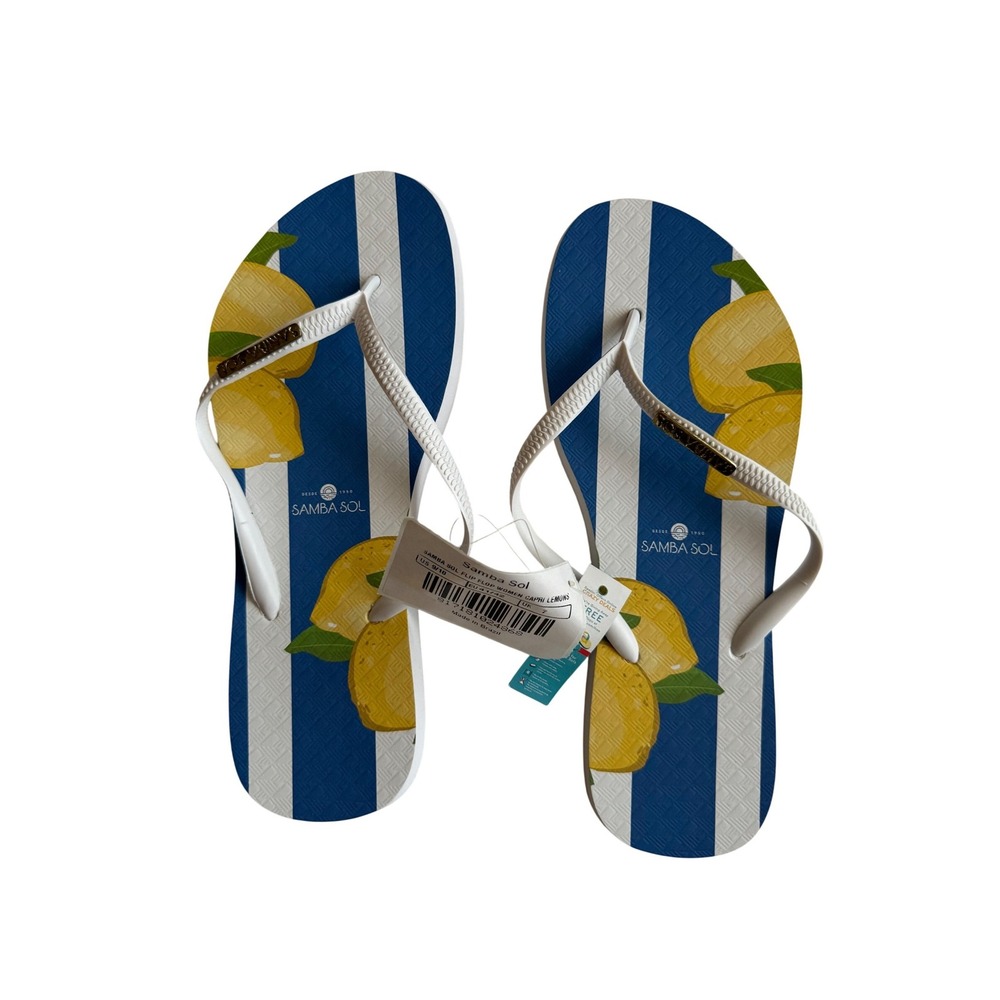 NWT Samba Sol Women's Fashion Collection Capri Lemons Flip-Flops Size 9/10